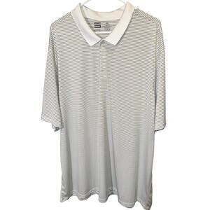 Three Sixty Six White Gray Striped Short Sleeve Polo Size 4XL